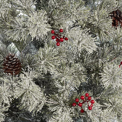 7Ft 6In Forrester Pre-Lit Artificial Christmas Tree with Berries & Pine Cones