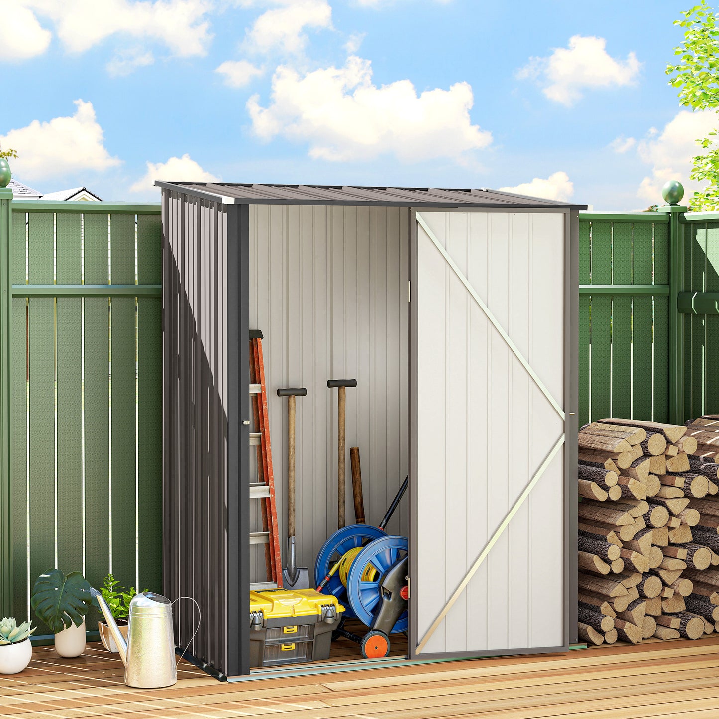 Outdoor Storage Shed Steel Garden Shed W/ Lockable Door for Garden