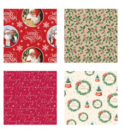 4 Rolls Christmas Gift Wrapping Traditional Paper 4M X 70Cm Roll 16 Metre