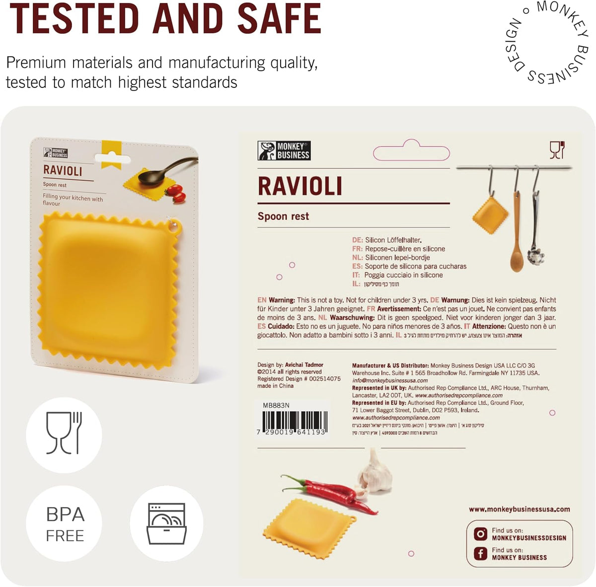 Ravioli-Shaped Spoon Rest | Spoon Rest for Kitchen Counter | Cool Kitchen Gadgets & Cute Kitchen Accessories | from a Collection of Different Pasta-Shaped Unique Kitchen Gadgets