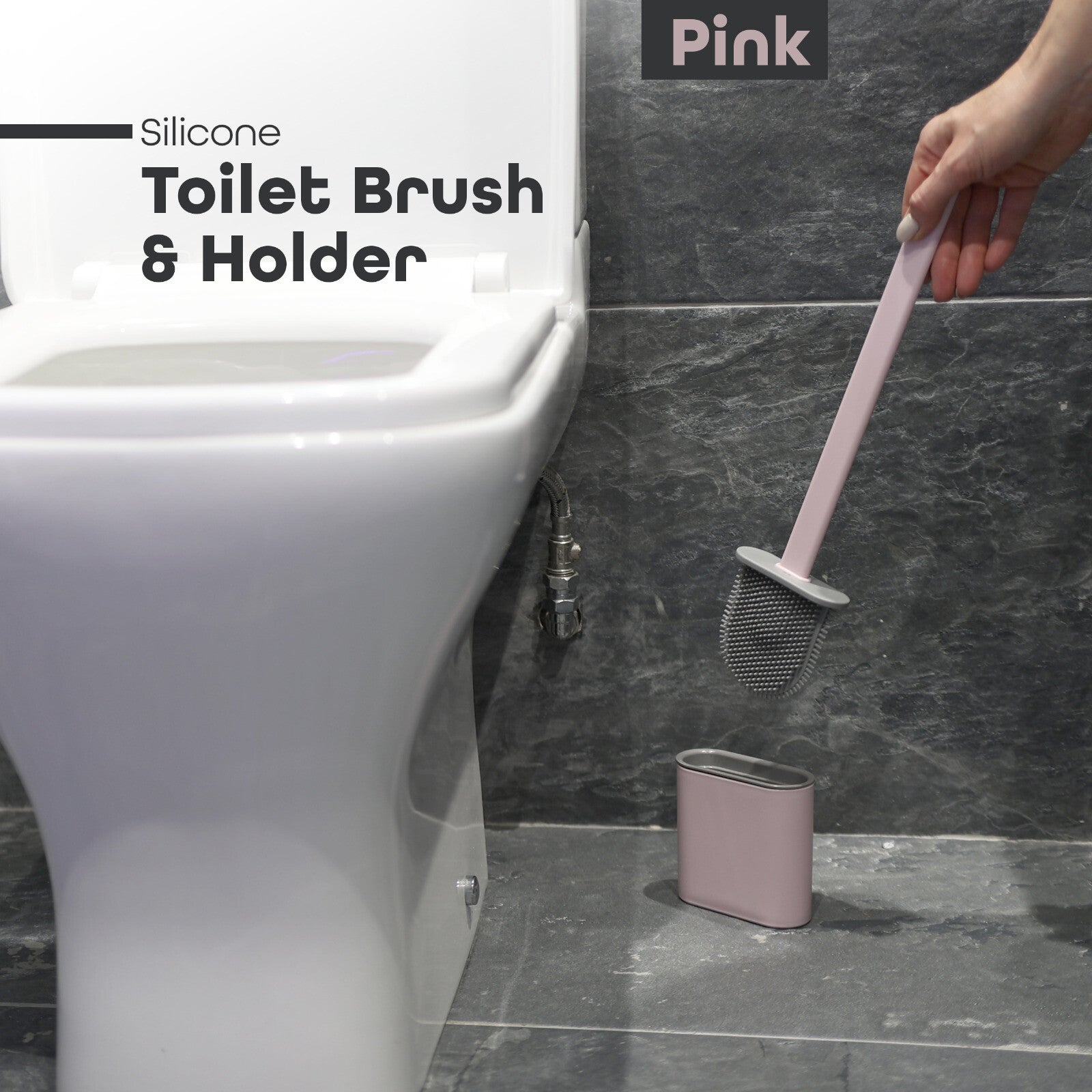 Toilet Brush & Holder Set Bathroom Cleaning Accessory Silicone