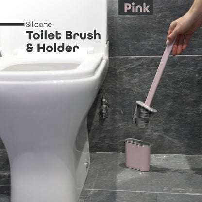Toilet Brush & Holder Set Bathroom Cleaning Accessory Silicone