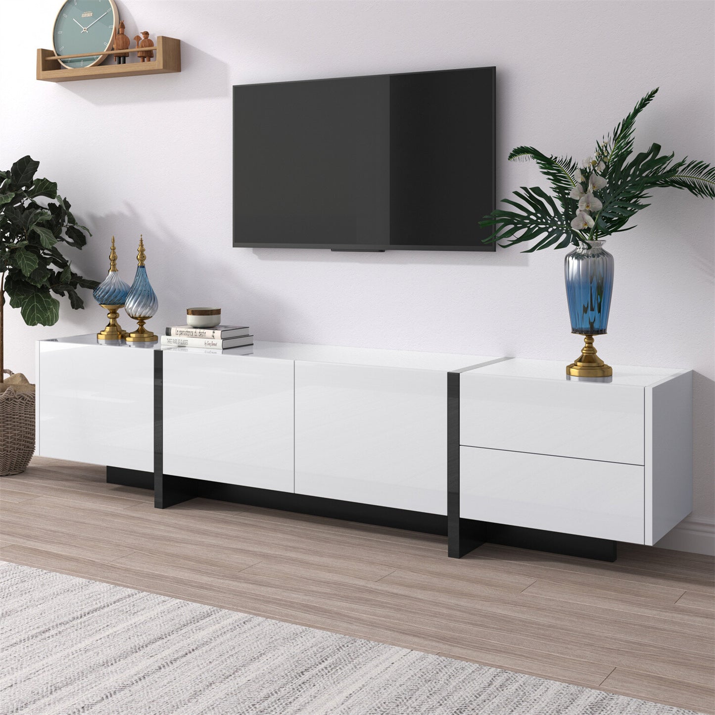 Modern TV Unit Cabinet TV Stand with Storage for Living Room High Gloss Front