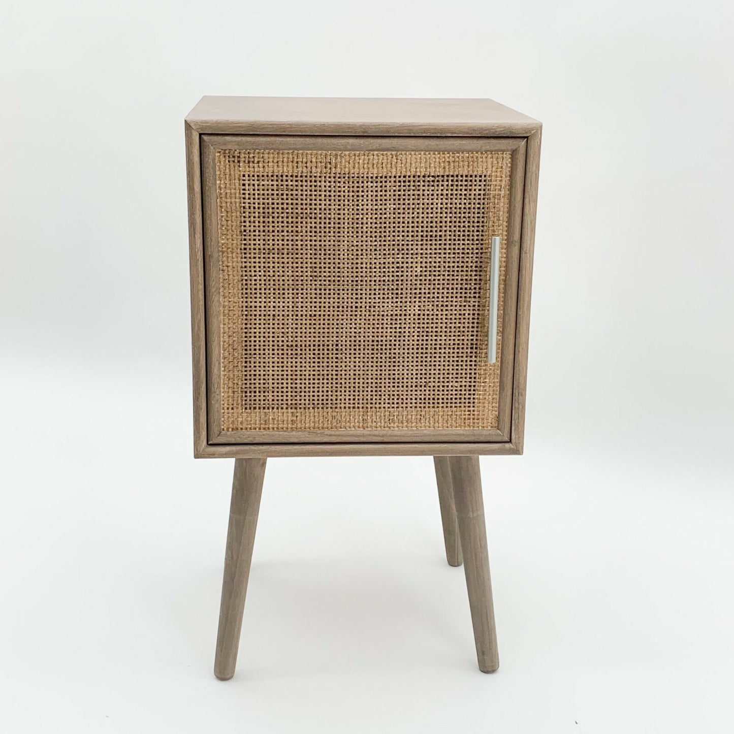 Elegant Dark Brown Rattan 71Cm Bedside Cabinet Table with Tall Storage Drawers