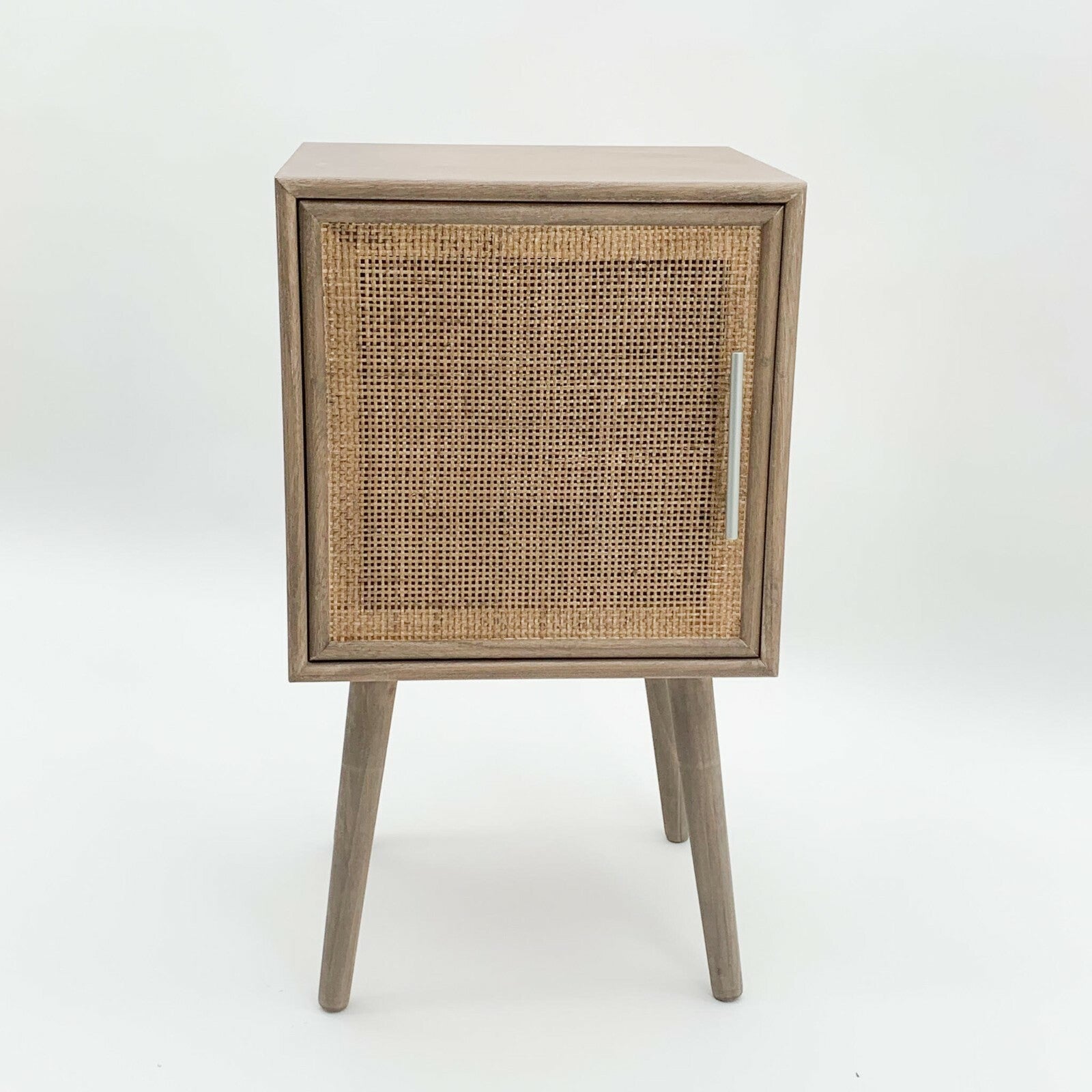 Elegant Dark Brown Rattan 71Cm Bedside Cabinet Table with Tall Storage Drawers