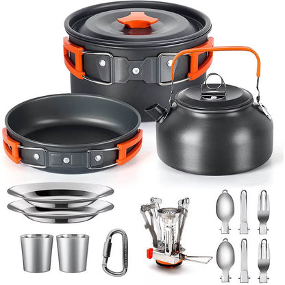 Outdoor Camping Cooking Set Aluminum Alloy Material Pot Set Portable Camping Equipment for Hiking and Outdoor Travel
