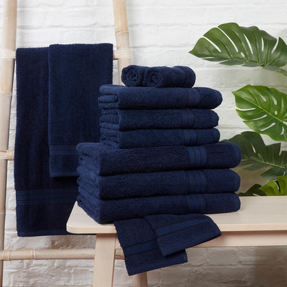 Luxury Soft 10 Piece 100% Cotton Towel Bale Set Face Hand Bath Bathroom Towels