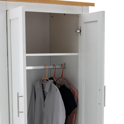 3 Door 2 Drawers Wardrobe with Shelves Storage & Hanging Rail Bedroom Furniture