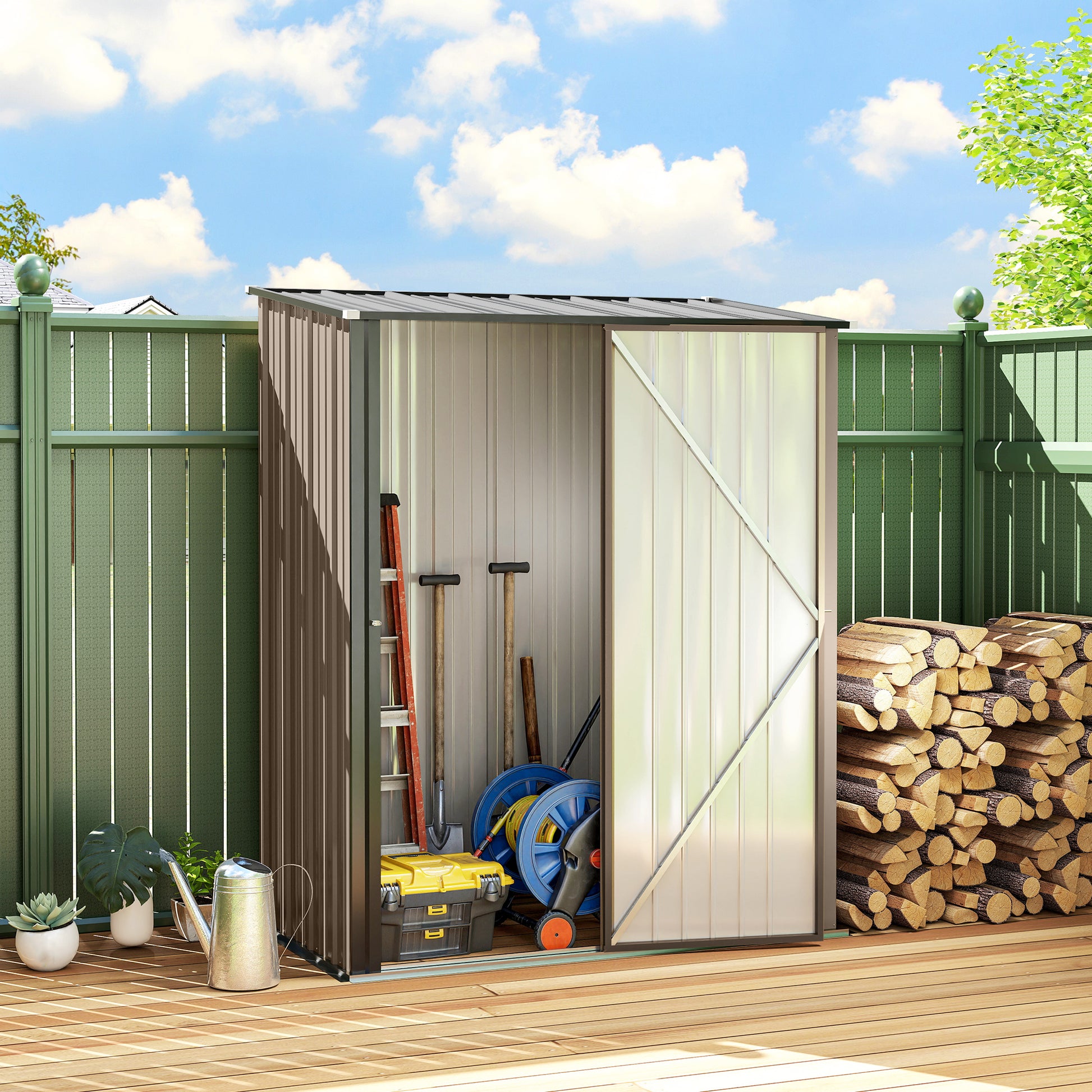 Outdoor Storage Shed Steel Garden Shed W/ Lockable Door for Garden
