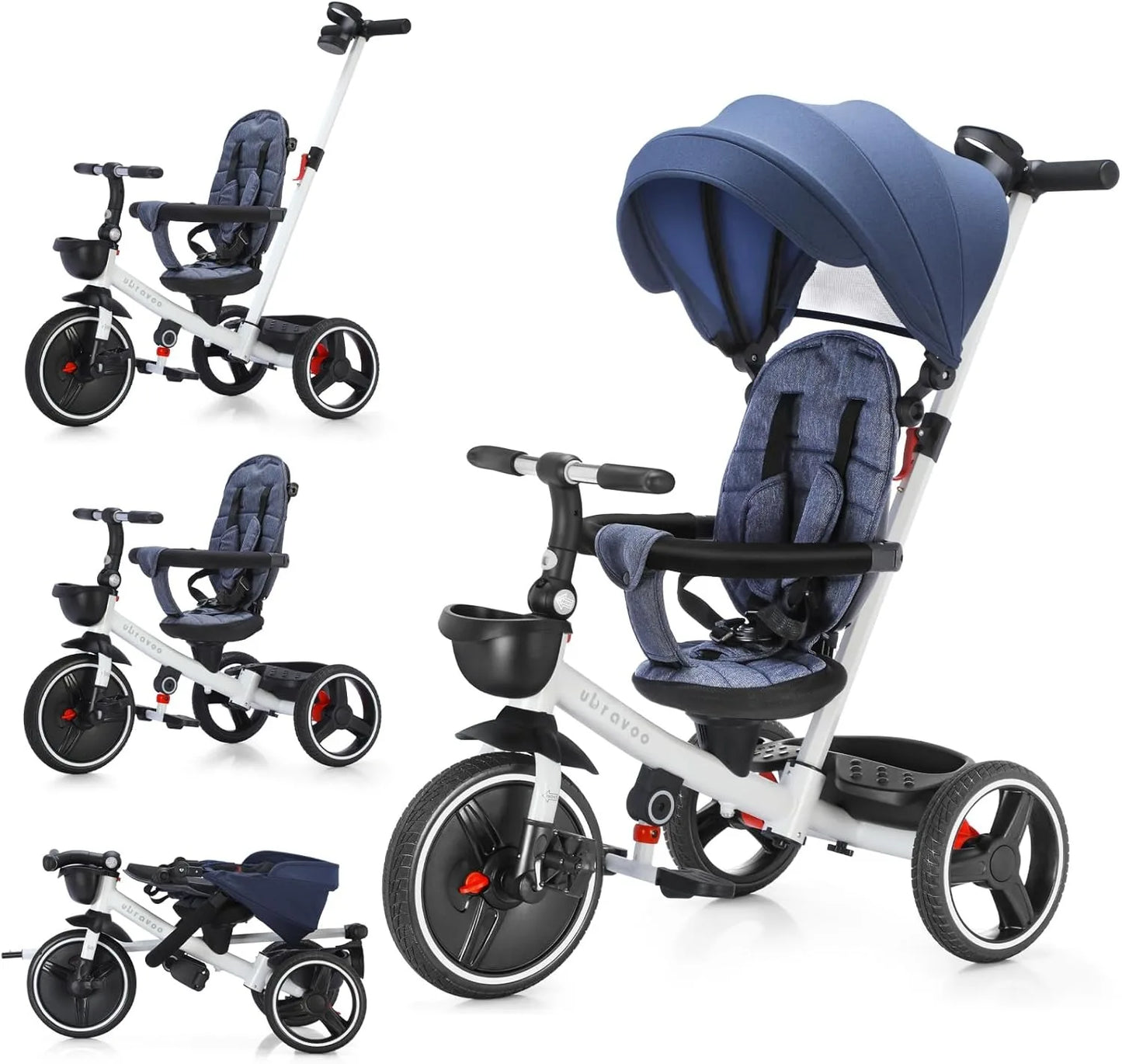 Baby Stroller Tricycle Ride Bike , 5-In-1, Adjustable Canopy, Sitting & Lying,Celerity Disassembly & Assembly,1-5 Years