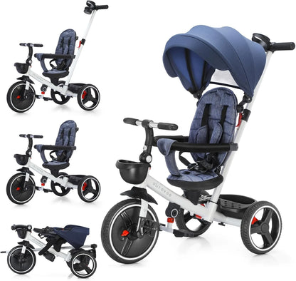 Baby Stroller Tricycle Ride Bike , 5-In-1, Adjustable Canopy, Sitting & Lying,Celerity Disassembly & Assembly,1-5 Years