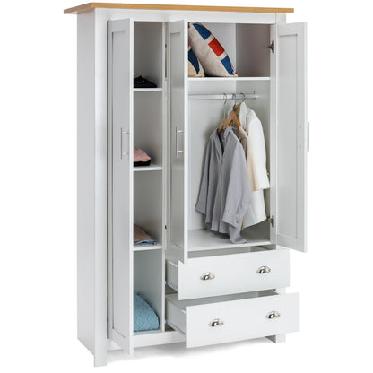 3 Door 2 Drawers Wardrobe with Shelves Storage & Hanging Rail Bedroom Furniture