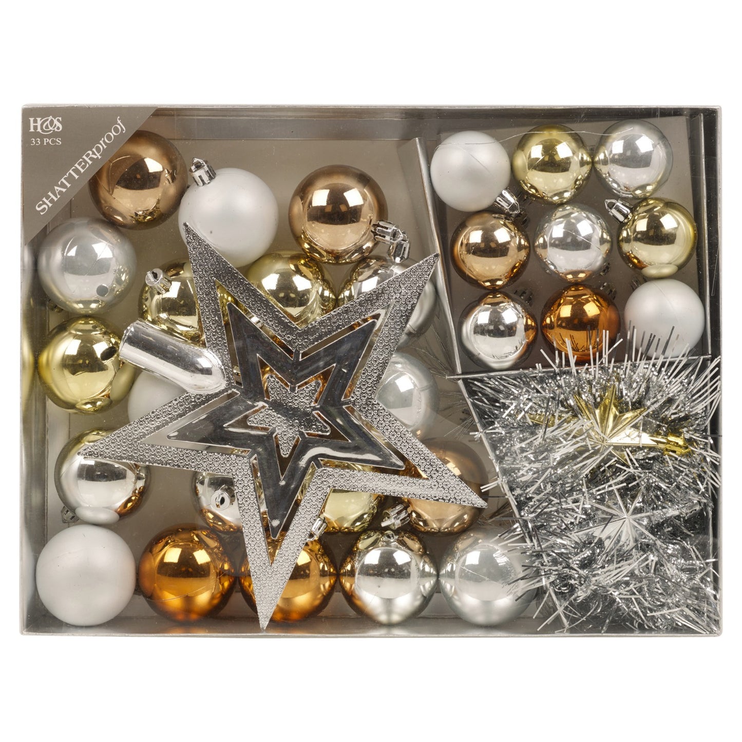 33 Pcs Christmas Tree Decoration Baubles Set Xmas Shatterproof Balls Ornaments