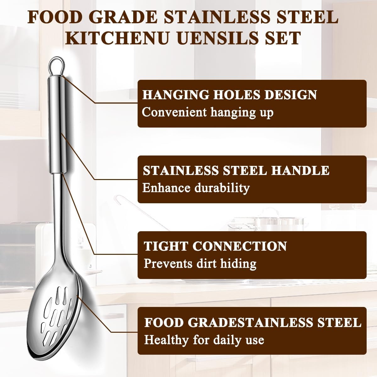 Kitchen Utensils Set 4 Pieces, Stainless Steel Kitchen Utensil Set, Spatula Set for Kitchen Utensils, Kitchen Ladles, Kitchen Gadgets Accessories Essential for Home