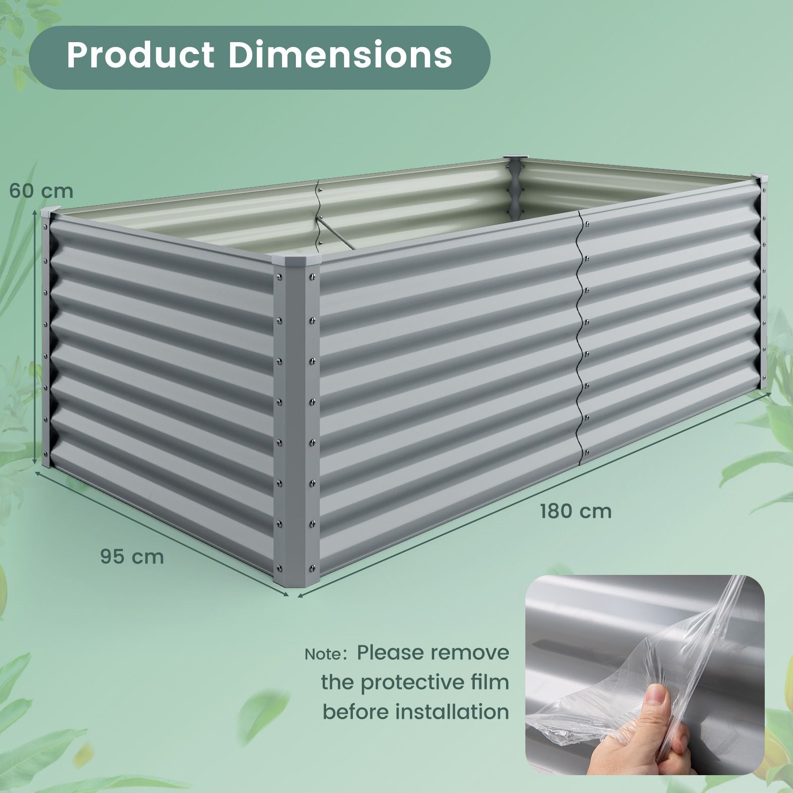 60 Cm Raised Garden Bed Elevated Garden Planter with Open Bottom Design