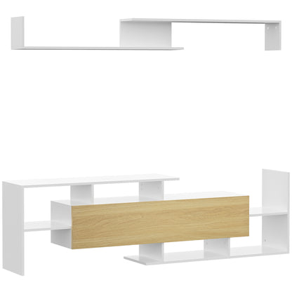 TV Cabinet W/ Wall Shelf and Storage Cabinet for Living Room