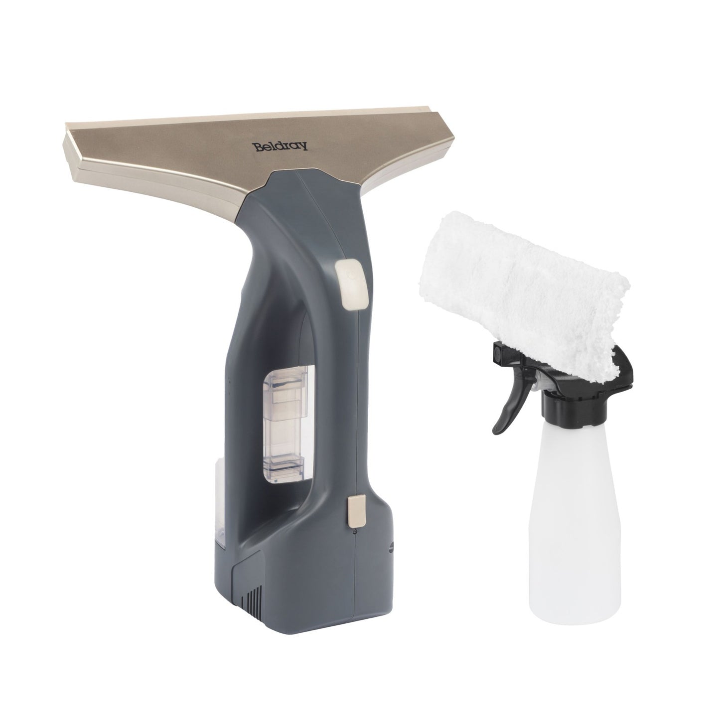 Beldray Cordless Window Vacuum plus Rechargeable with Spray Bottle & Wipe Pad