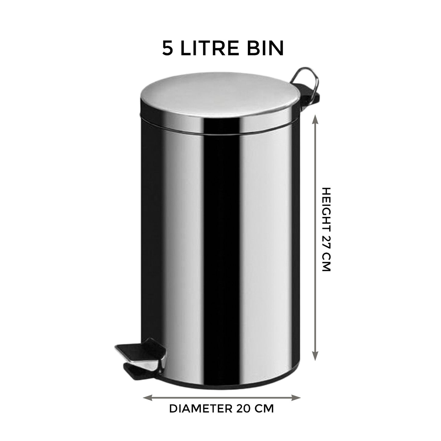 STAINLESS STEEL SILVER KITCHEN BATHROOM TOILET RUBBISH PEDAL BIN 3 5 12 20 & 30L