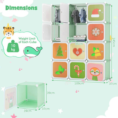 Children 12-Cube Wardrobe Baby Dresser Kids Bedroom Armoire