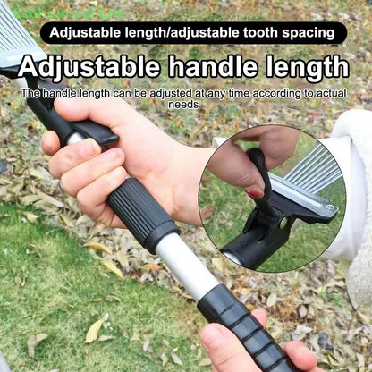 Garden Rake for Sweeping Leaves, Heavy Duty Retractable Rake for Lawns, Garden Tools for Yard Lawns and Shrub Garden Beds