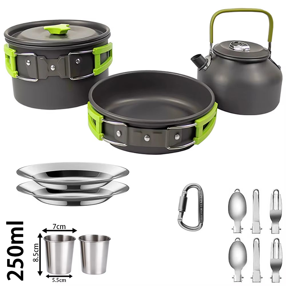 Outdoor Camping Cooking Set Aluminum Alloy Material Pot Set Portable Camping Equipment for Hiking and Outdoor Travel