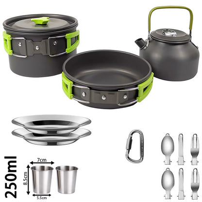 Outdoor Camping Cooking Set Aluminum Alloy Material Pot Set Portable Camping Equipment for Hiking and Outdoor Travel