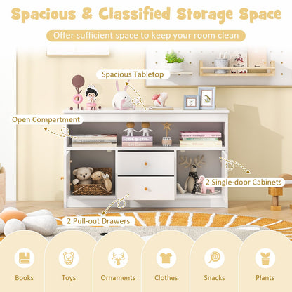 Wooden Kids Toy Children Bookshelf Storage Chest with Open Shelf
