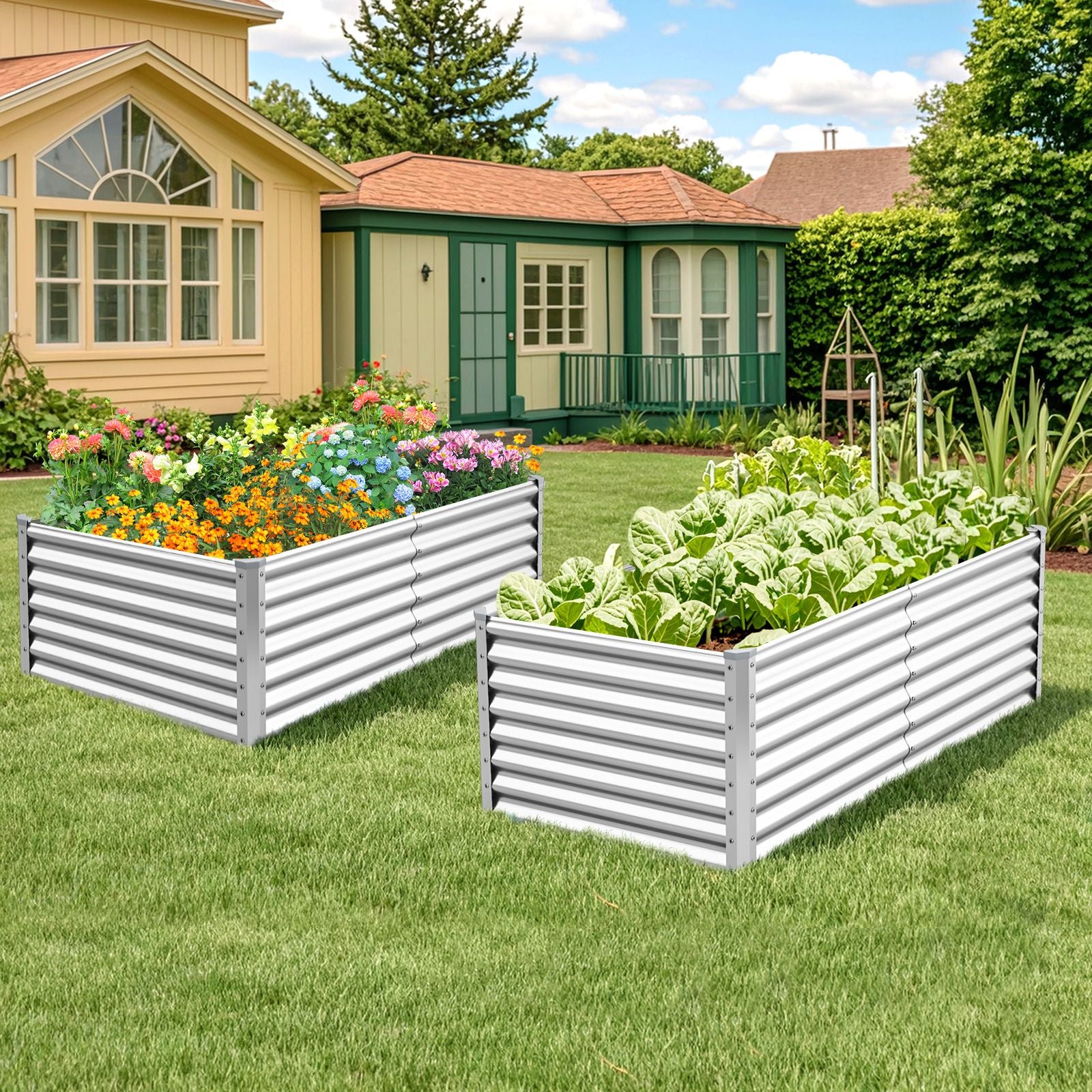 60 Cm Raised Garden Bed Elevated Garden Planter with Open Bottom Design