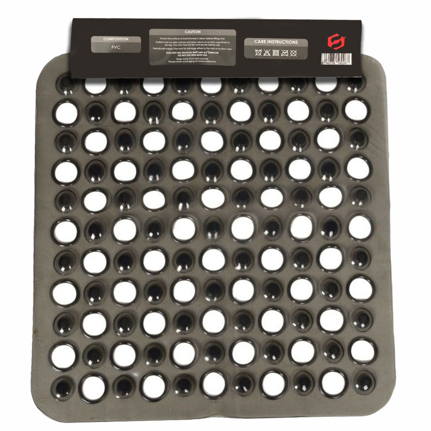 Bath Shower Mat Non Slip PVC Bathroom Rubber anti Slip Suction Square 43 X 43 Cm