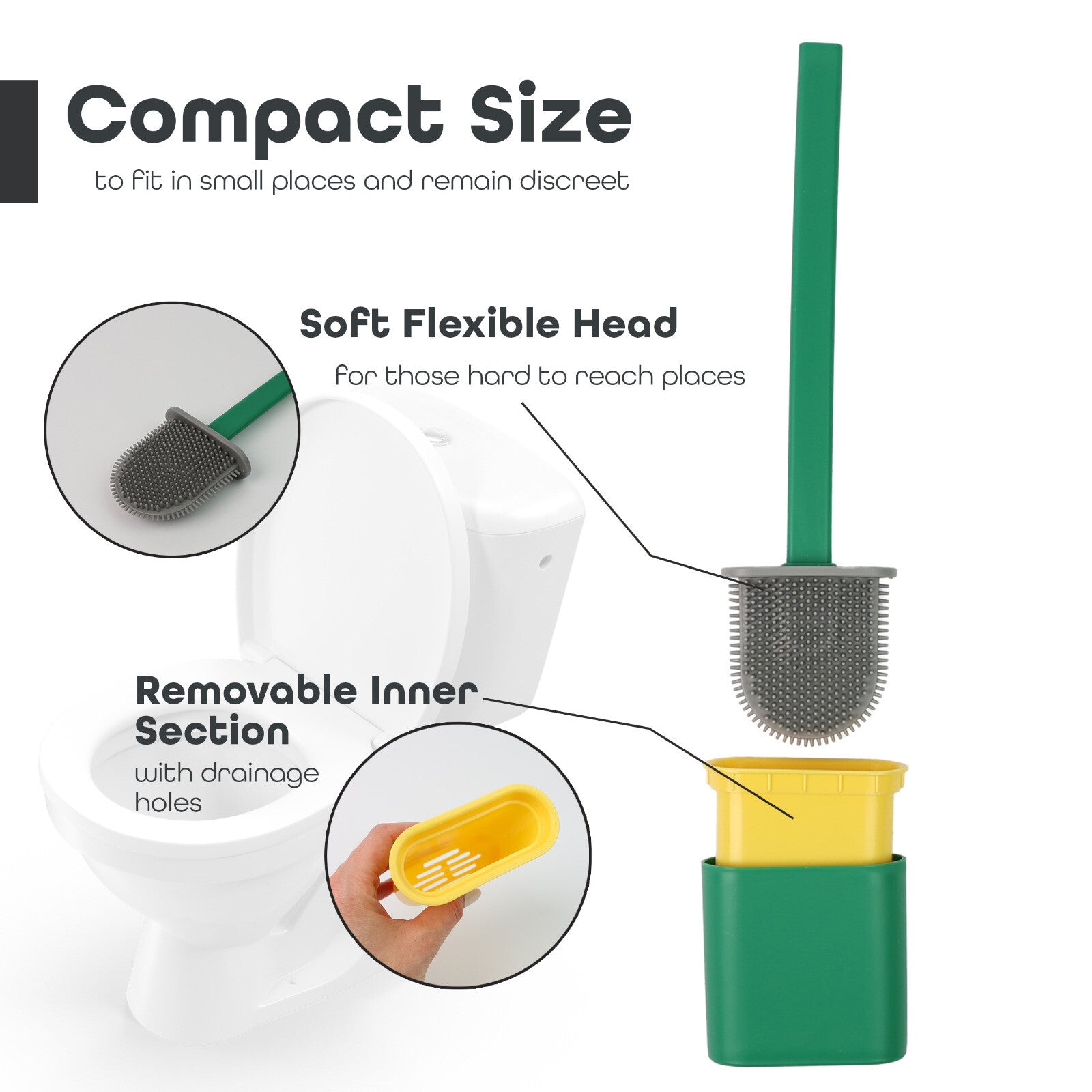 Toilet Brush & Holder Set Bathroom Cleaning Accessory Silicone