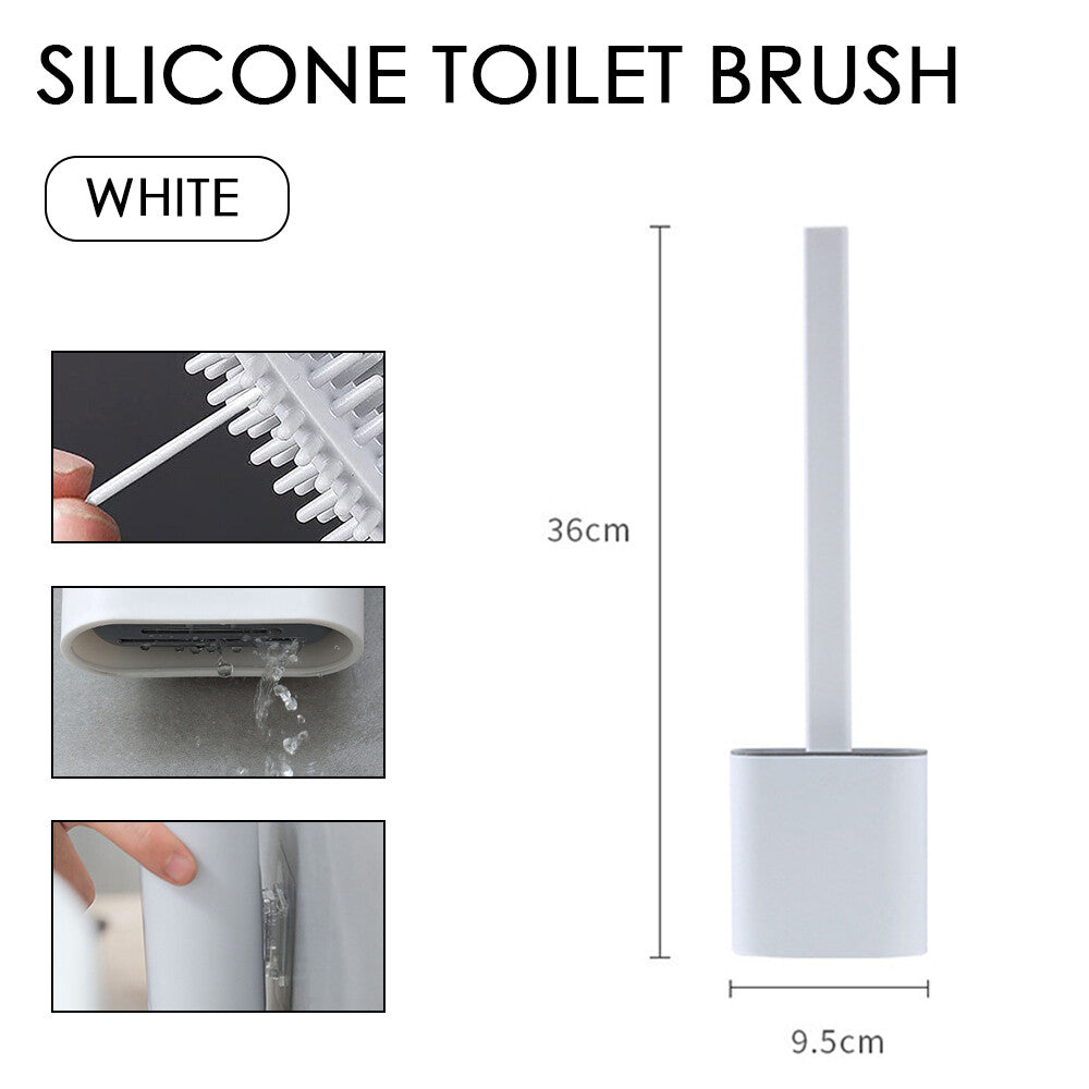 Bathroom Silicone Bristles Toilet Brush Creative Cleaning Set with Holder UK