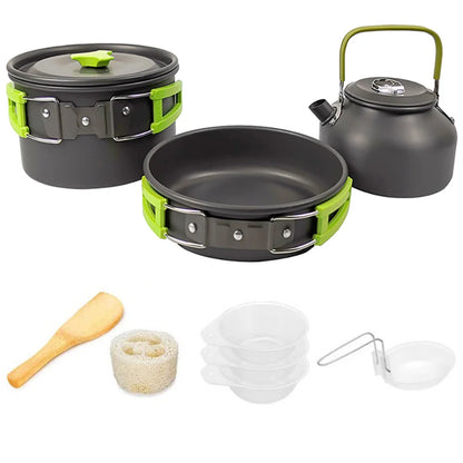 Outdoor Camping Cooking Set Aluminum Alloy Material Pot Set Portable Camping Equipment for Hiking and Outdoor Travel