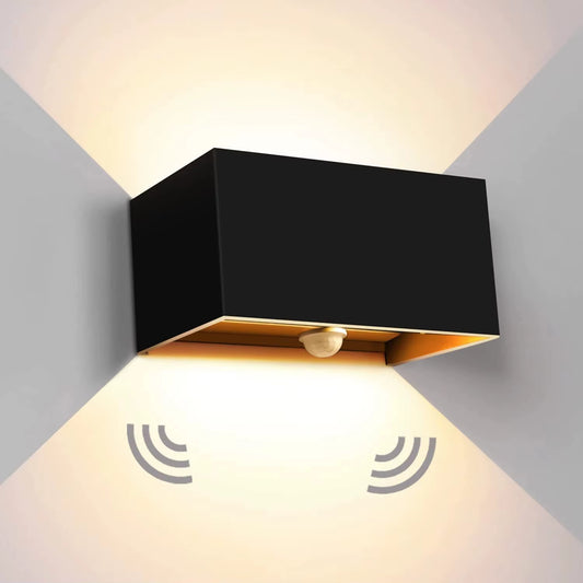 LED Outdoor Wall Lamps 24W LED Motion Sensor Black/White IP65 Waterproof Indoor Outdoor Lighting Adjustable Wall Light