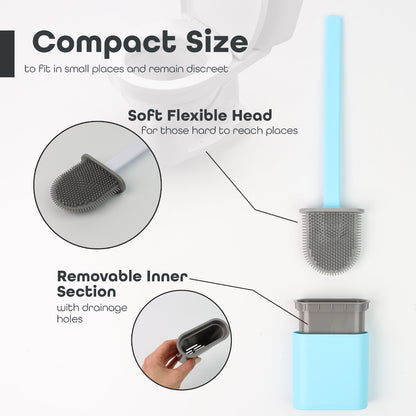 Toilet Brush & Holder Set Bathroom Cleaning Accessory Silicone