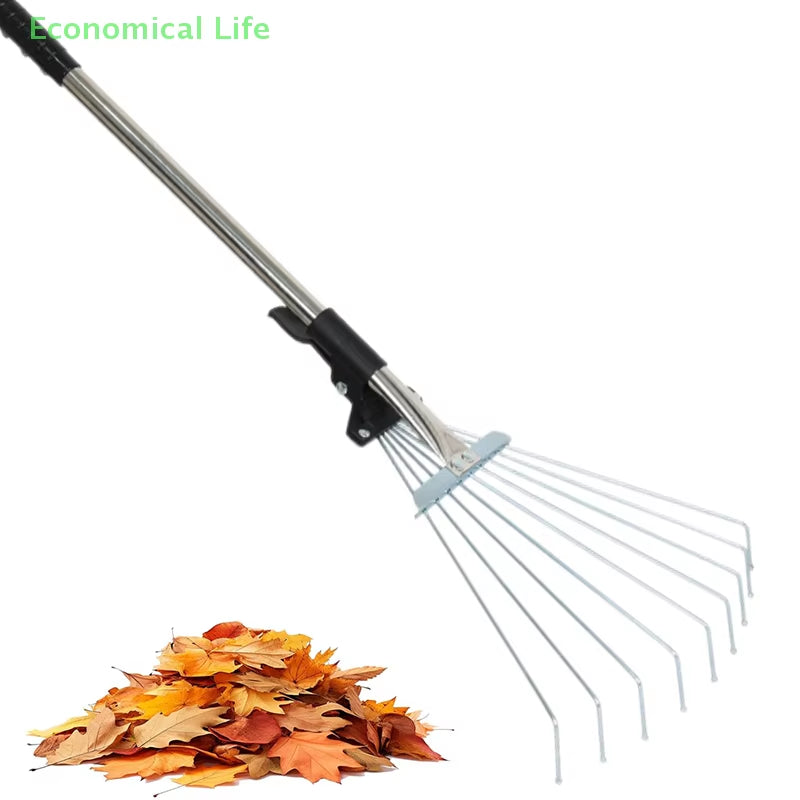 Garden Rake for Sweeping Leaves, Heavy Duty Retractable Rake for Lawns, Garden Tools for Yard Lawns and Shrub Garden Beds