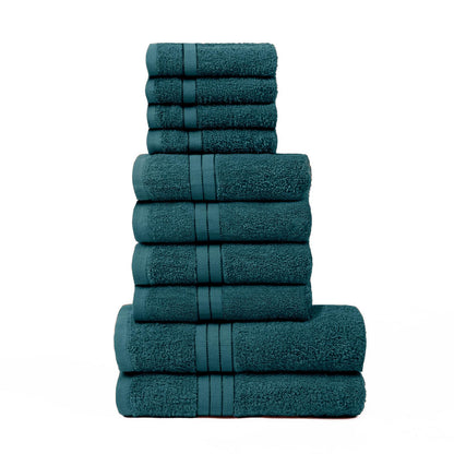 Luxury Soft 10 Piece 100% Cotton Towel Bale Set Face Hand Bath Bathroom Towels