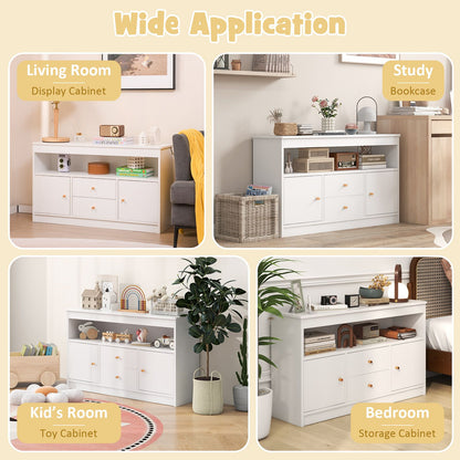 Wooden Kids Toy Children Bookshelf Storage Chest with Open Shelf