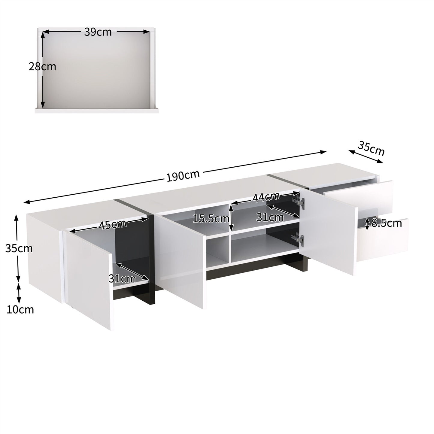 Modern TV Unit Cabinet TV Stand with Storage for Living Room High Gloss Front