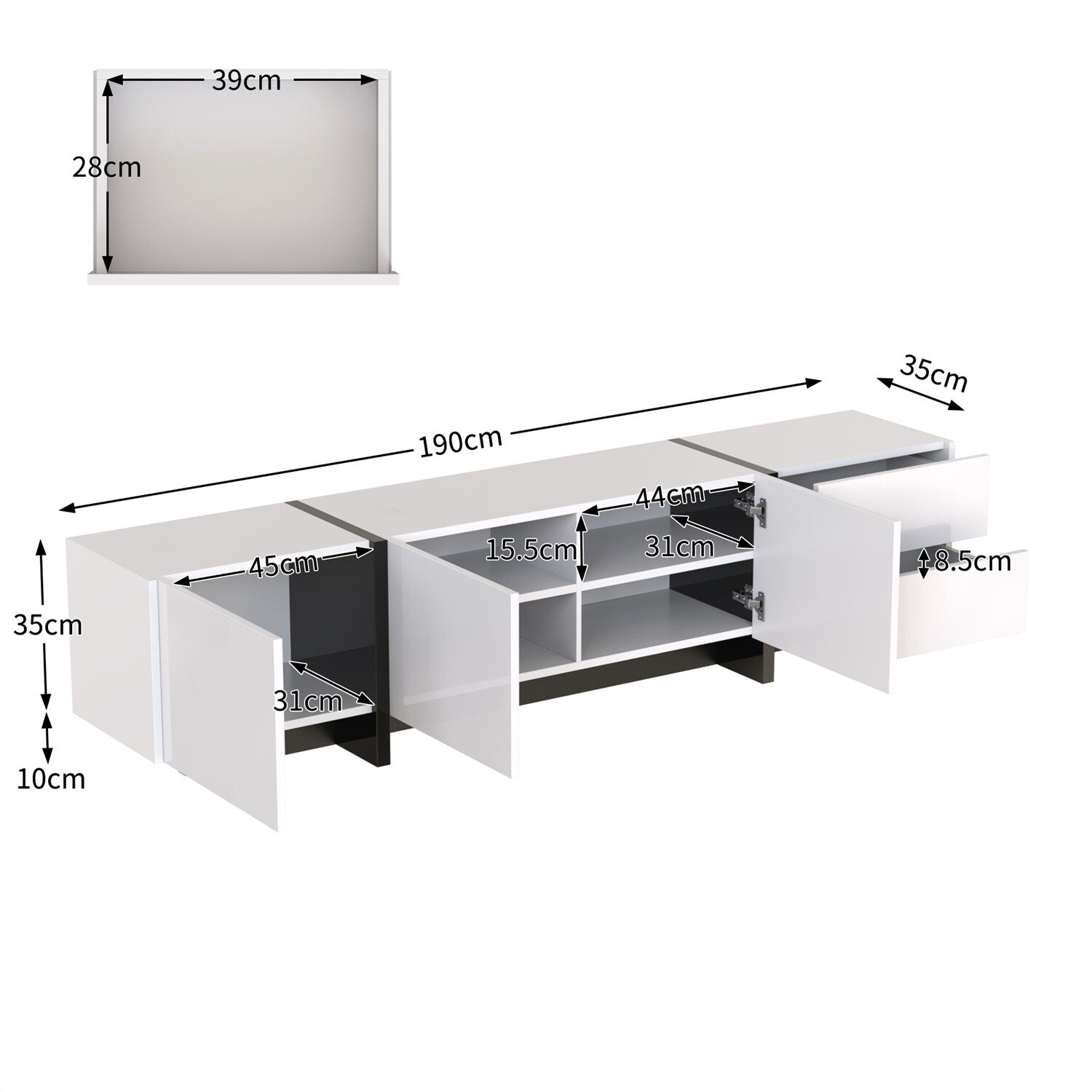Modern TV Unit Cabinet TV Stand with Storage for Living Room High Gloss Front