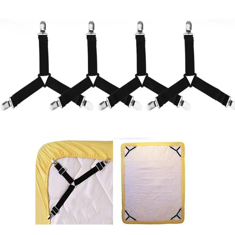 4Pcs/Lot Bed Sheet Fasteners Holder Gadgets for Bed Sheet Organizer Mattress Cover Clip for Home Elastic Straps Adjustable Clips