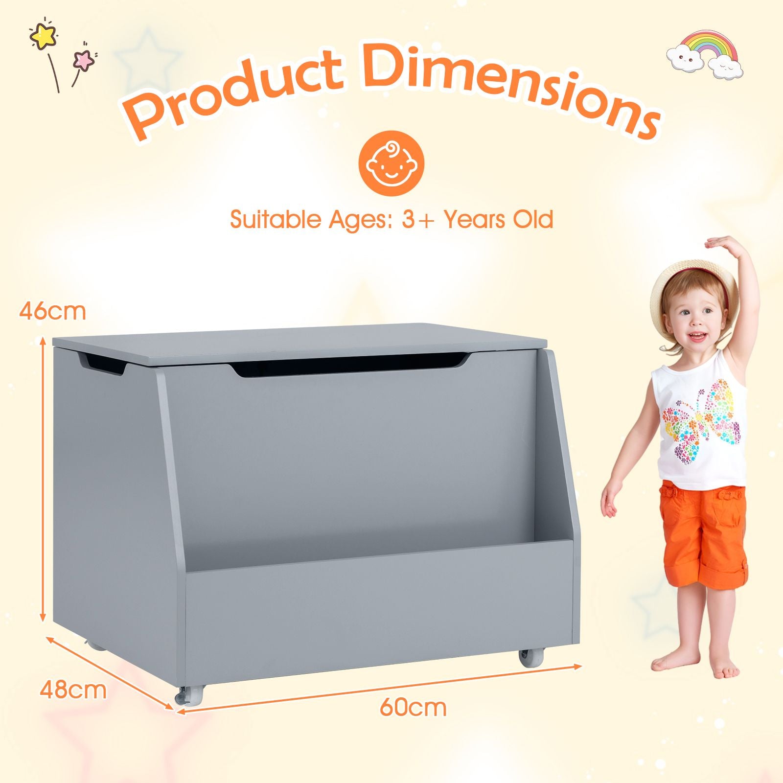 Mobile Toy Storage Organizer with Bookshelf and Wheels for Playroom Bedroom
