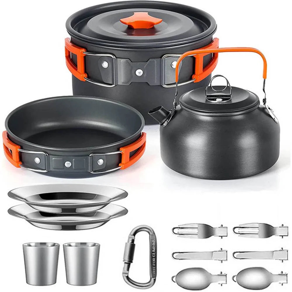 Outdoor Camping Cooking Set Aluminum Alloy Material Pot Set Portable Camping Equipment for Hiking and Outdoor Travel