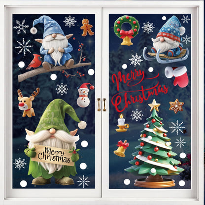 Christmas Window Stickers, 9 Sheets 95 Pcs Reusable Double-Sides Xmas Decals Chr