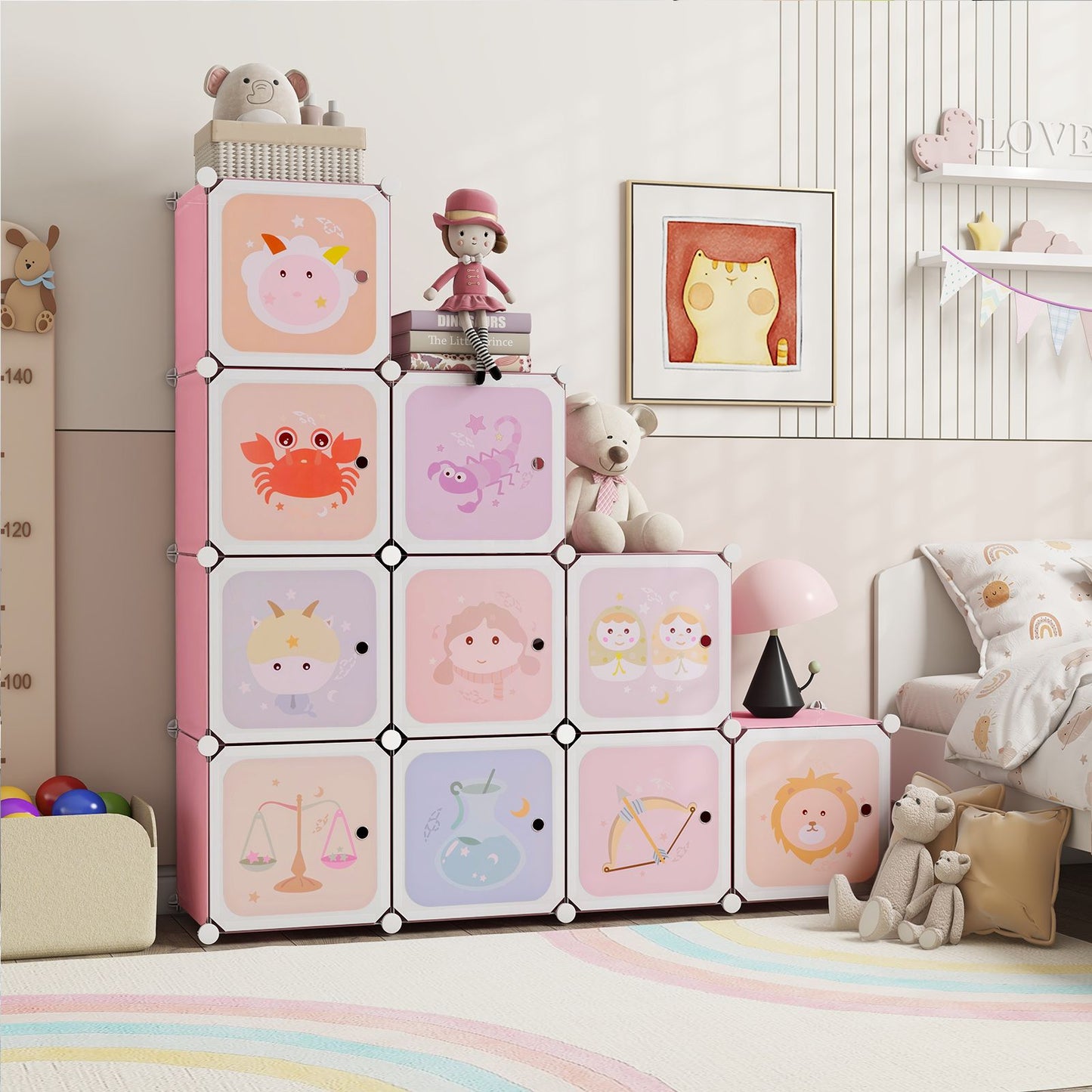 Children 12-Cube Wardrobe Baby Dresser Kids Bedroom Armoire