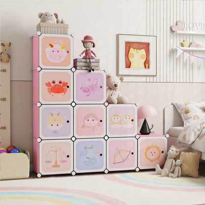Children 12-Cube Wardrobe Baby Dresser Kids Bedroom Armoire