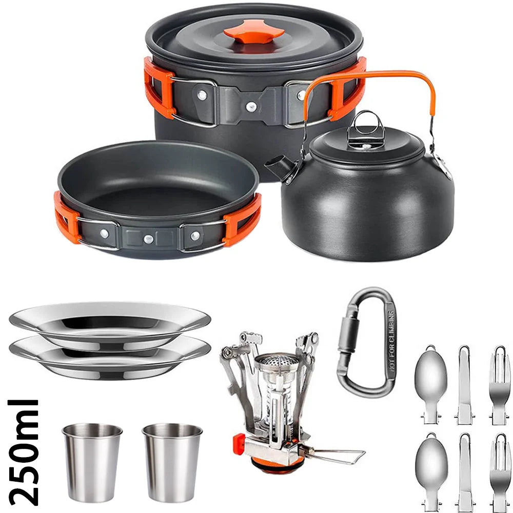 Outdoor Camping Cooking Set Aluminum Alloy Material Pot Set Portable Camping Equipment for Hiking and Outdoor Travel