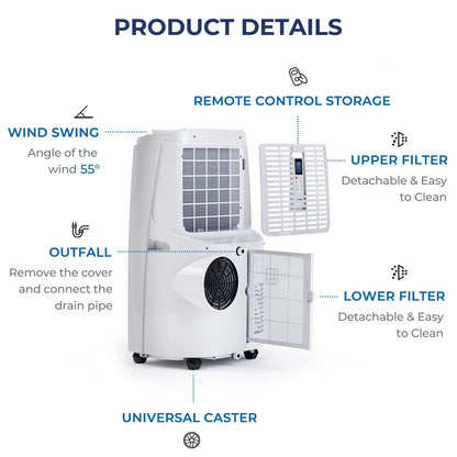 9000/12000 BTU Portable Air Conditioner with Remote Control
