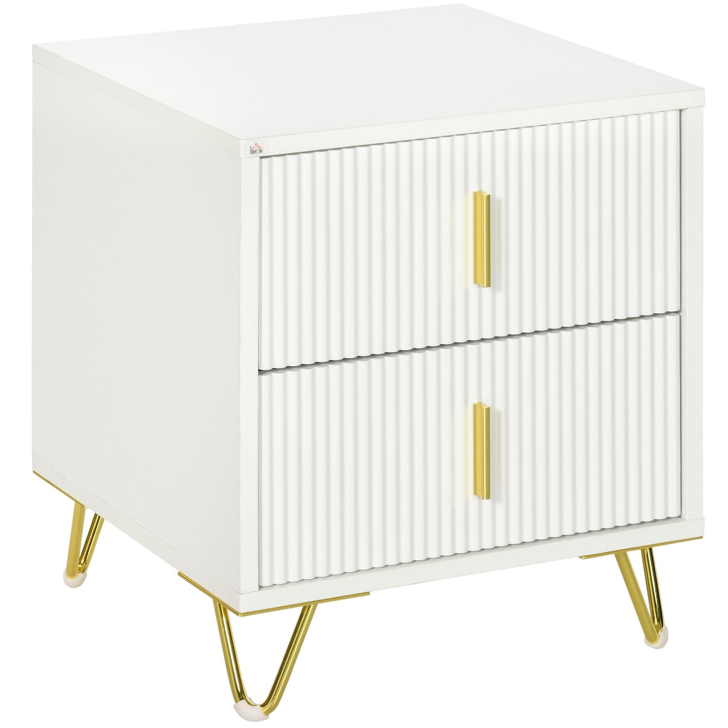 Small Chest of Drawers, 2-Drawer Dresser with Handles Living Room White