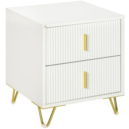 Small Chest of Drawers, 2-Drawer Dresser with Handles Living Room White