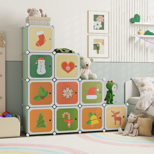 Children 12-Cube Wardrobe Baby Dresser Kids Bedroom Armoire